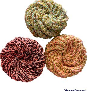 Set of 3 Jumbo Scrubbie/Dishcloth - 5” Round by 1.5” Thick